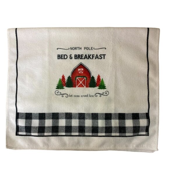 Kitchen Dish Towel North Pole Bed & Breakfast Barn Trees, 15x25 Christmas Decor - Picture 1 of 8
